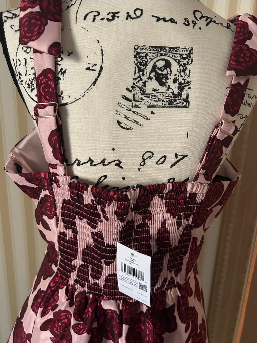 Kate Spade Rosy Florets Midi Dress w/pockets in Pink and Burgundy Floral - Picture 7 of 7
